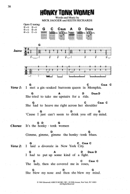 page one of Honky Tonk Women (Guitar Chords/Lyrics)