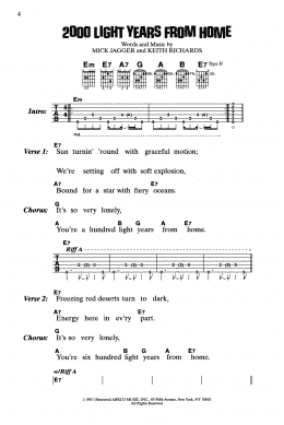 page one of 2000 Light Years From Home (Guitar Chords/Lyrics)