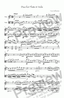 page one of Hoffmeister  Duet for Flute & Viola