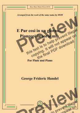 page one of Handel-E pur così in un giorno...Piangerò la sorte mia,for Flute and Piano