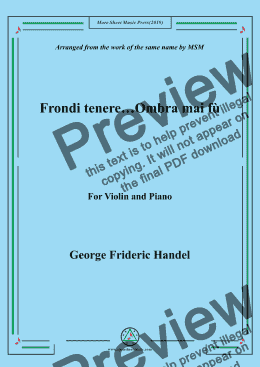 page one of Handel-Frondi tenere...Ombra mai fù,for Violin and Piano