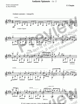 page one of Andante Spianato    Op. 22   (for solo classical guitar)   5 pp