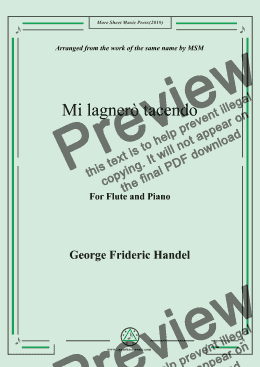 page one of Handel-Mi lagnerò tacendo,for Flute and Piano