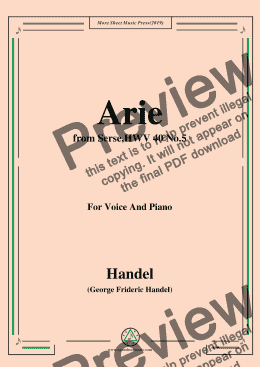 page one of Handel-Arie,from Serse,HWV 40 No.5,for Voice&Piano