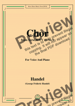 page one of Handel-Chor,from Serse,HWV 40 No.9,for Voice&Piano