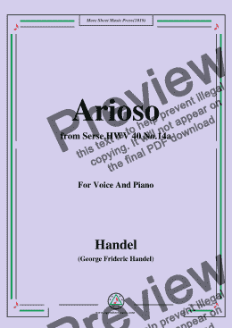 page one of Handel-Arioso,from Serse,HWV 40 No.14a,for Voice&Piano