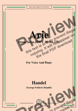 page one of Handel-Arie,from Serse,HWV 40 No.17b,for Voice&Piano