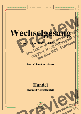 page one of Handel-Wechselgesang,from Serse,HWV 40 No.19,for Voice&Piano