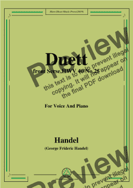 page one of Handel-Duett,from Serse,HWV 40 No.25,for Voice&Piano