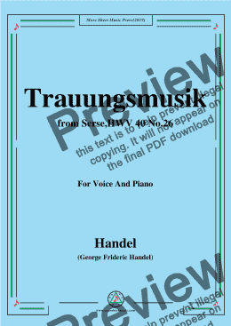 page one of Handel-Trauungsmusik und Chor,from Serse,HWV 40 No.26,for Voice&Piano