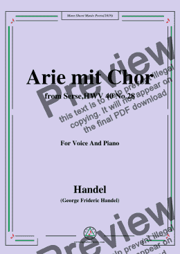 page one of Handel-Arie und Chor,from Serse,HWV 40 No.28,for Voice&Piano