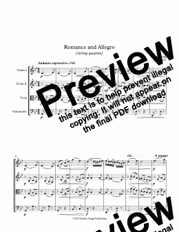 page one of Romance and Allegro (string quartet) - Score and parts