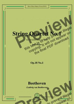 page one of Beethoven-String Quartet No.1 in F Major,Op.18 No.1