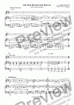 page one of On Our Selection Waltz (Solo Violin)