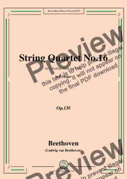 page one of Beethoven-String Quartet No.16 in F Major,Op.135