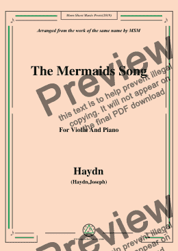 page one of Haydn-The Mermaids Song, for Violin and Piano