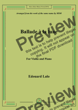 page one of Lalo-Ballade à la lune, for Violin and Piano