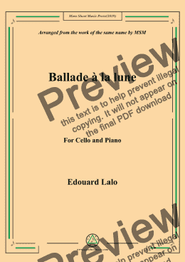 page one of Lalo-Ballade à la lune, for Cello and Piano