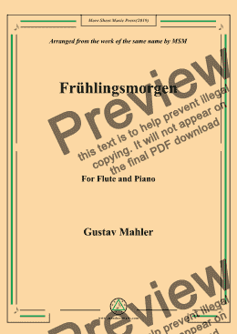 page one of Mahler-Frühlingsmorgen, for Flute and Piano