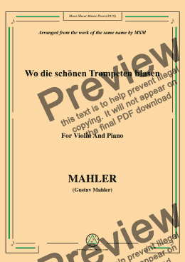 page one of Mahler-Wo die schönen Trompeten blasen, for Violin and Piano