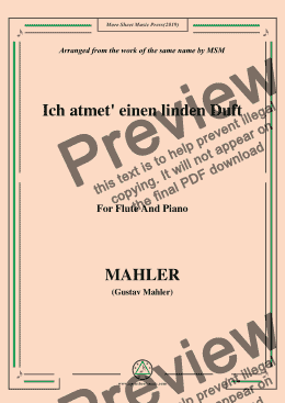 page one of Mahler-Ich atmet' einen linden Duft, for Flute and Piano