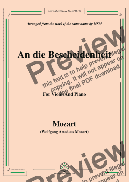 page one of Mozart-An die bescheidenheit,for Violin and Piano