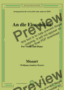 page one of Mozart-An die einsamkeit,for Violin and Piano