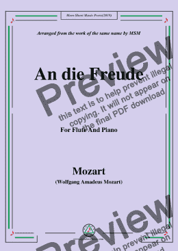 page one of Mozart-An die freude,for Flute and Piano