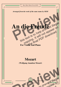 page one of Mozart-An die freude,for Violin and Piano