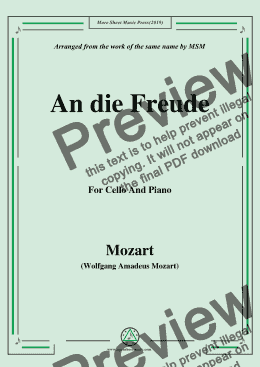 page one of Mozart-An die freude,for Cello and Piano