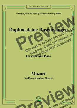 page one of Mozart-Daphne,deine rosenwangen,for Flute and Piano