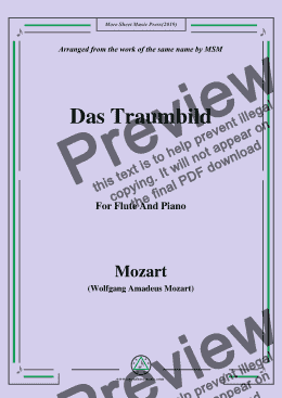 page one of Mozart-Das traumbild,for Flute and Piano