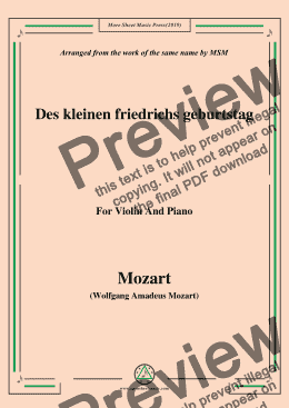 page one of Mozart-Des kleinen friedrichs geburtstag,for Violin and Piano