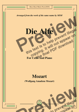 page one of Mozart-Die alte,for Cello and Piano