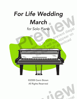 page one of For Life Wedding March for Solo Piano