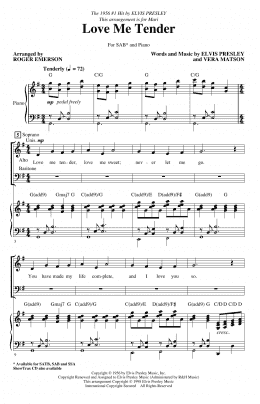 page one of Love Me Tender (arr. Roger Emerson) (SAB Choir)