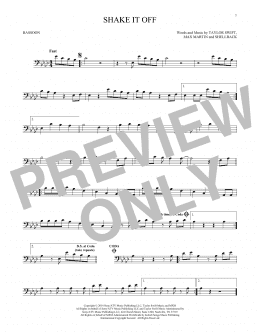 page one of Shake It Off (Bassoon Solo)