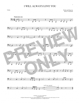 page one of I Will Always Love You (Tuba Solo)