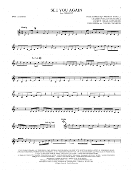 page one of See You Again (feat. Charlie Puth) (Bass Clarinet Solo)