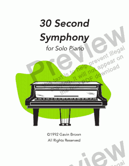 page one of 30 Second Symphony for Solo Piano