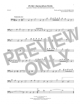 page one of Pure Imagination (from Willy Wonka & The Chocolate Factory) (Cello Solo)