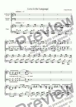 page one of Love is the Language - SATB w/piano