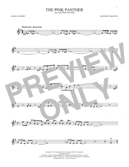 page one of The Pink Panther (Bass Clarinet Solo)