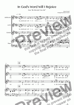 page one of In God's Word Will I Rejoice (SAT choir)