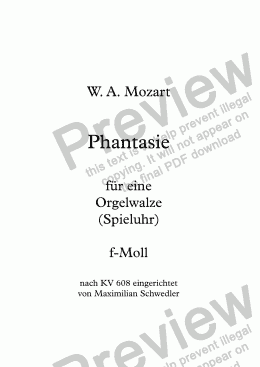 page one of Mozart, Phantasie für eine Orgelwalze (fl, ob, kl) nach KV 608