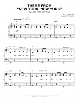 page one of Theme From "New York, New York" (Very Easy Piano)