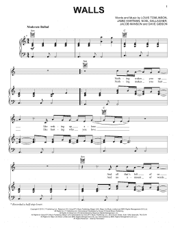 page one of Walls (Piano, Vocal & Guitar Chords (Right-Hand Melody))