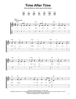 page one of Time After Time (Easy Ukulele Tab)