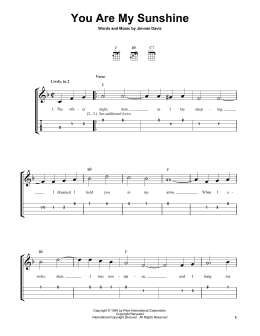 page one of You Are My Sunshine (Easy Ukulele Tab)