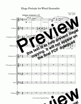 page one of Elegy-Prelude for Wind Ensemble - Score and parts